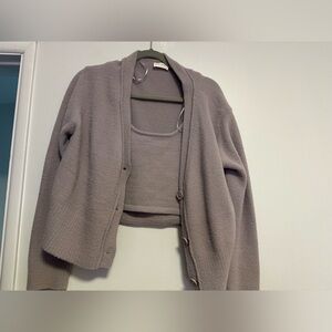 Lavender color crop top and jacket set. Size large. Allie Rose.